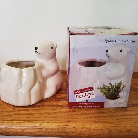 Animal Planters, New Winter 2021 4pc Set, Cardinal Polar Bear Puffin Seal - Picture 5 of 11